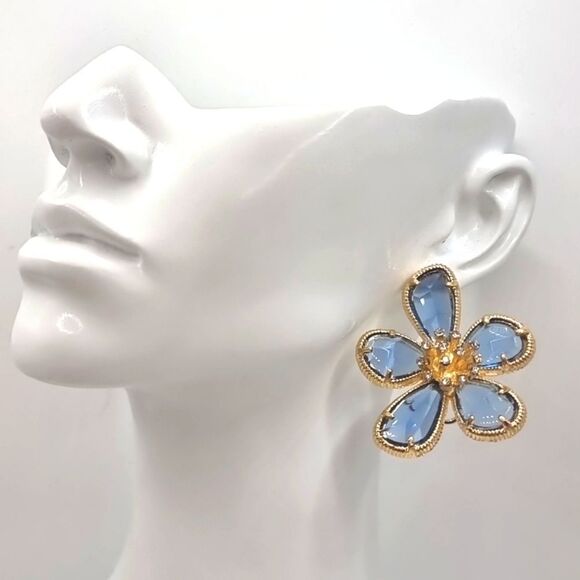 New ANTHROPOLOGIE CRYSTAL & GLASS COLUMBINE FLOWER earrings - Picture 2 of 10